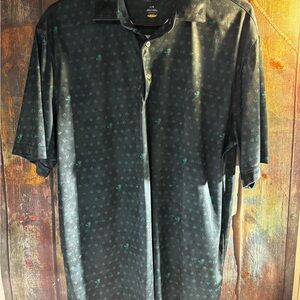 Greg Norman Collection Black and Green Performance Polo